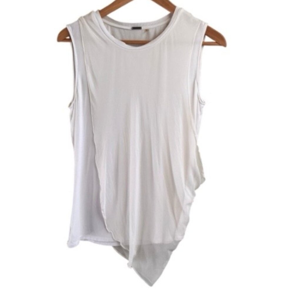 Elie Tahari White Silk Asymmetrical Layered Tank Top Small
